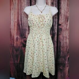 Speing Yellow Floral Print Summer Dress